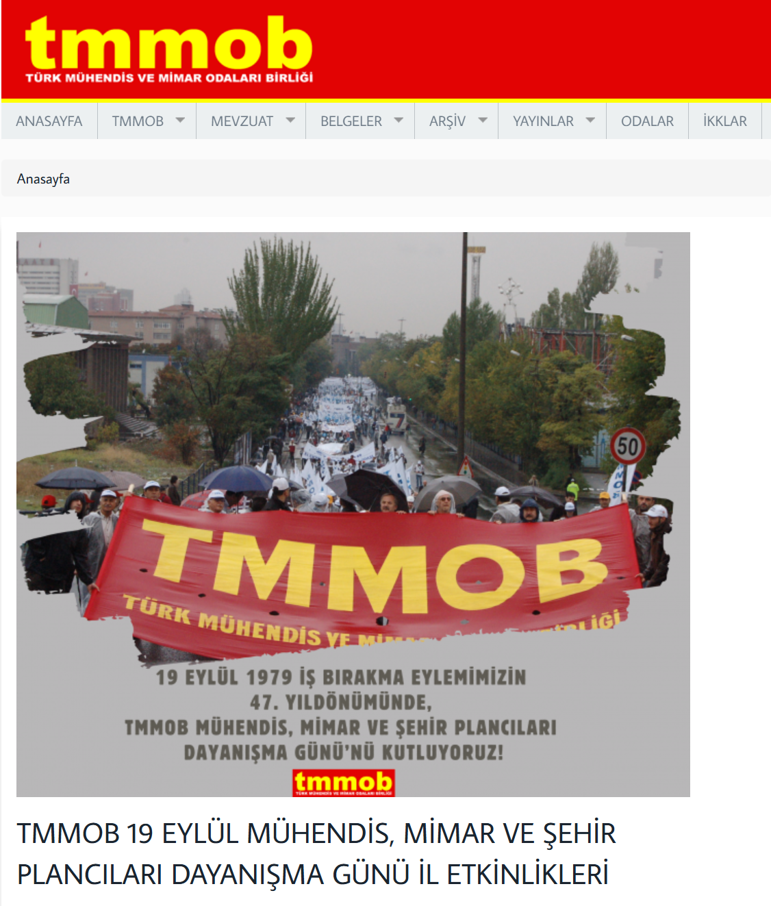 TMMOB 19 EYLÜL MÜHENDİS, MİMAR VE ŞEHİR PLANCILARI DAYANIŞMA GÜNÜ İL ETKİNLİKLERİ