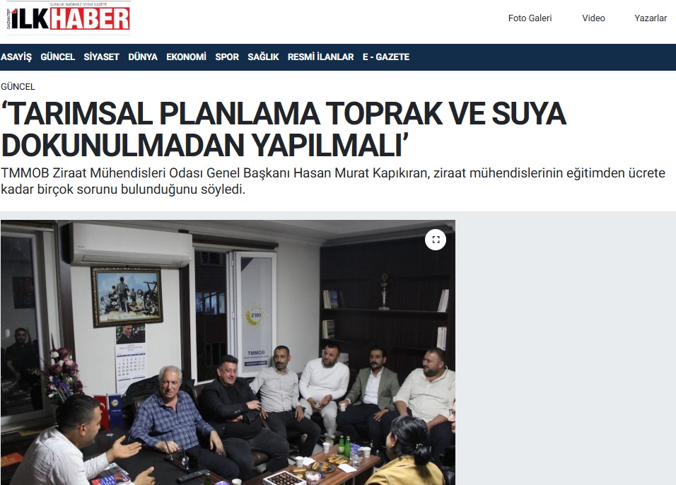 GAZİANTEP İLKHABER GAZETESİ: ‘TARIMSAL PLANLAMA TOPRAK VE SUYA DOKUNULMADAN YAPILMALI’- 6 EKİM 2026