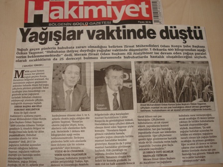 “YAĞIŞLAR VAKTİNDE DÜŞTÜ”-HAKİMİYET