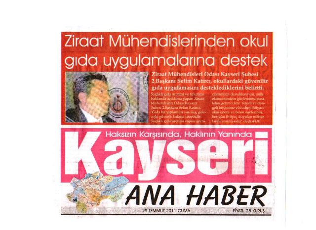 ZİRAAT MÜHENDİSİ ODASINDAN OKUL GIDA UYGULAMALARINA DESTEK