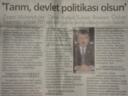 “TARIM, DEVLET POLİTİKASI OLSUN”- KONYA POSTASI