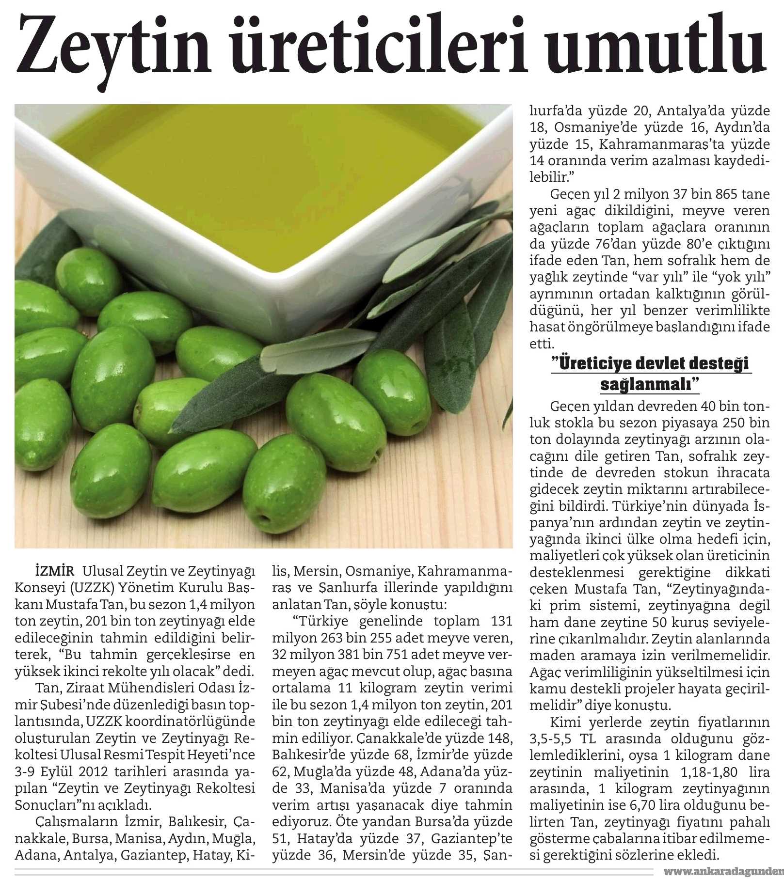UZZK-ZEYTİN REKOLTESİ BASIN AÇIKLAMASI 