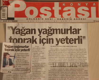 “YAĞAN YAĞMURLAR TOPRAK İÇİN YETERLİ”-KONYA POSTASI