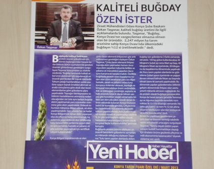 "KALİTELİ BUĞDAY ÖZEN İSTER"-YENİ HABER TARIM FUARI EKİ