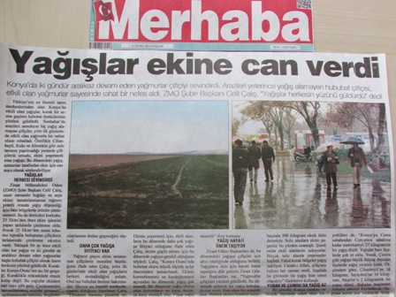 "YAĞIŞLAR EKİNE CAN VERDİ" MERHABA GAZETESİ