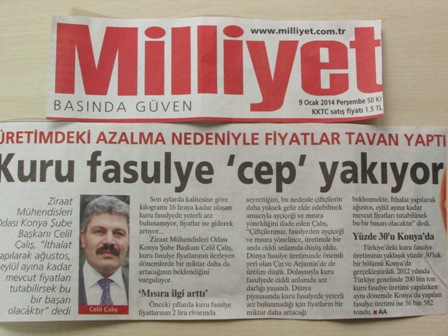 "ÜRETİM AZALDI FİYATLAR TAVAN YAPTI" - AA MUHABİRİ İLE RÖPORTAJ-MİLLİYET GAZETESİ-YENİ MERAM -YENİ HABER