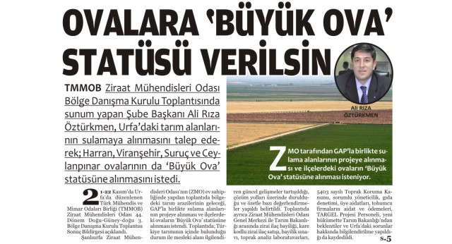 OVALARA ‘BÜYÜK OVA’ STATÜSÜ VERİLSİN - İPEKYOL GAZETESİ