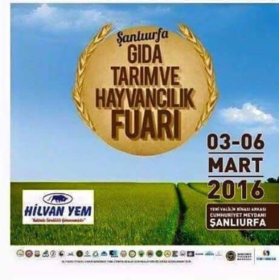 03-06 MART 2016 TARİHİNDE YAPILACAK OLAN GIDA TARIM VE HAYVANCILIK FUARINDA ZMOURFA OLARAK BULUNACAĞIZ...TÜM MESLEKTAŞALRIMIZI BEKLERİZ... 