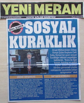 SOSYAL KURAKLIK - YENİ MERAM GAZETESİ - 23.05.2016  