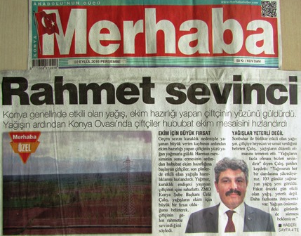 RAHMET ÇİFTÇİNİN YÜZÜNÜ GÜLDÜRDÜ-MERHABA GAZETESİ 