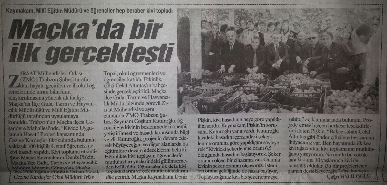 "KİVİDE UYGULAMA HASAT PROJESİ"