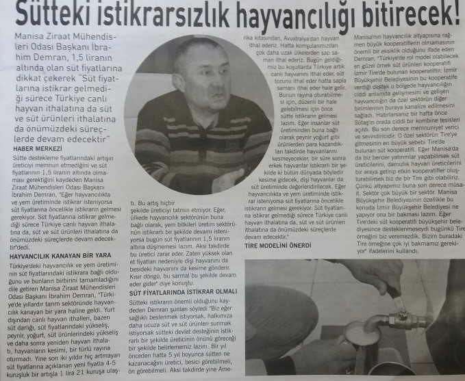 SÜTTEKİ İSTİKRARSIZLIK HAYVANCILIĞI BİTİRECEK!-MANŞET GAZETESİ  