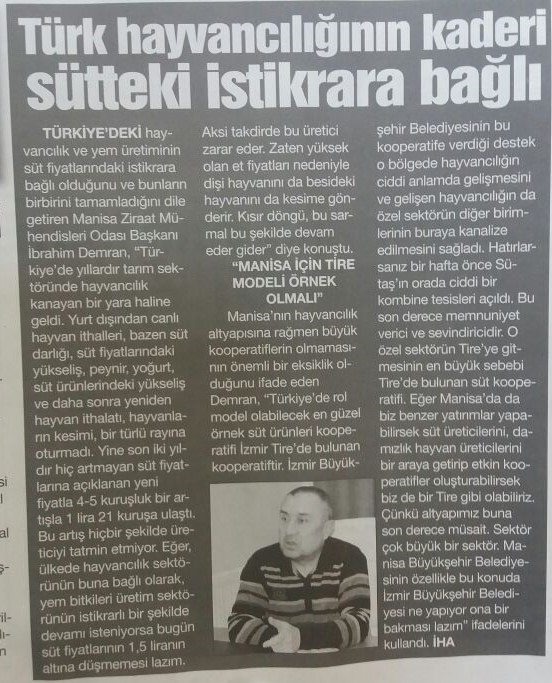 "TÜRK HAYVANCILIĞININ KADERİ SÜTTEKİ İSTİKRARA BAĞLI" 