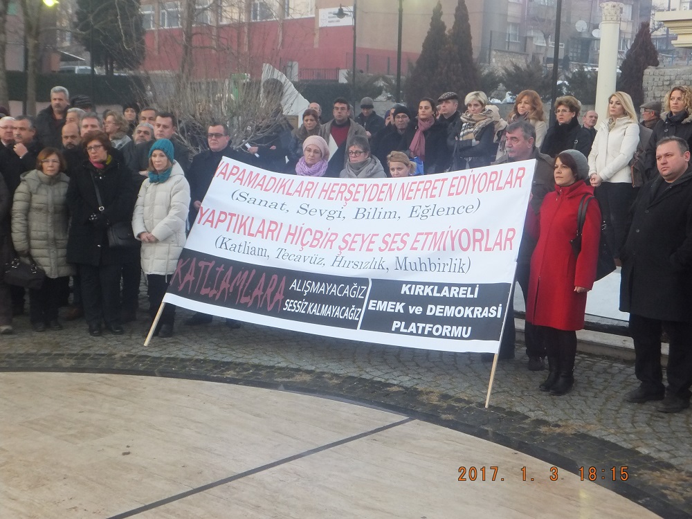 KIRKLARELİ EMEK VE DEMOKRASİ PLATFORMUNCA İSTANBUL ORTAKÖY KATLİAMI PROTESTO EDİLDİ 