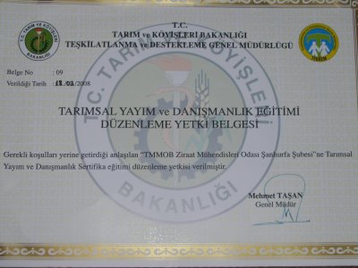 TARIMSAL YAYIM VE DANIŞMANLIK EĞİTİMİ YETKİSİ