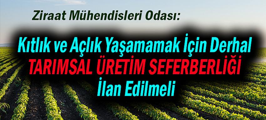 ZİRAAT MÜHENDİSLERİ ODASI` NDAN TARIMSAL ÜRETİM SEFERBERLİĞİ ÇAĞRISI-5 NİSAN 2020 KARADENİZ HAYAT GAZETESİ