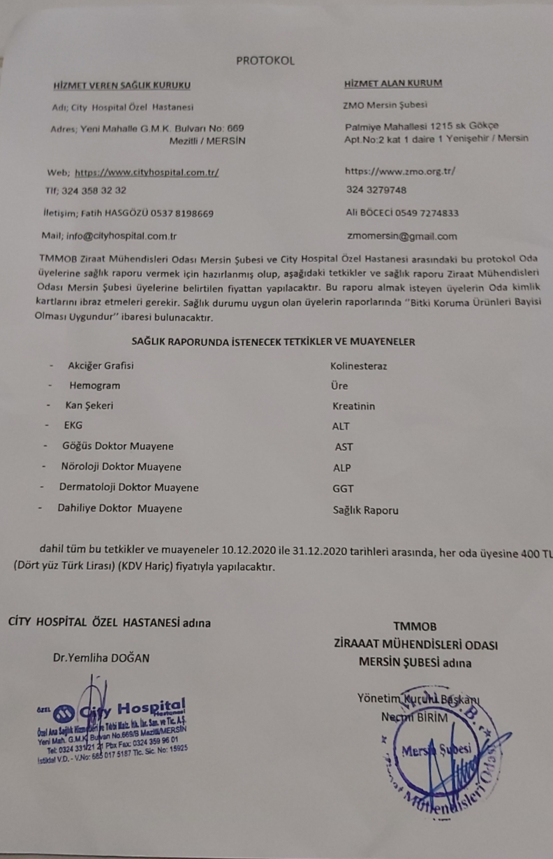 MERSİN ŞUBEMİZ VE CİTY HOSPİTAL HASTANESİ ARASINDA PROTOKOL İMZALANMIŞTIR.