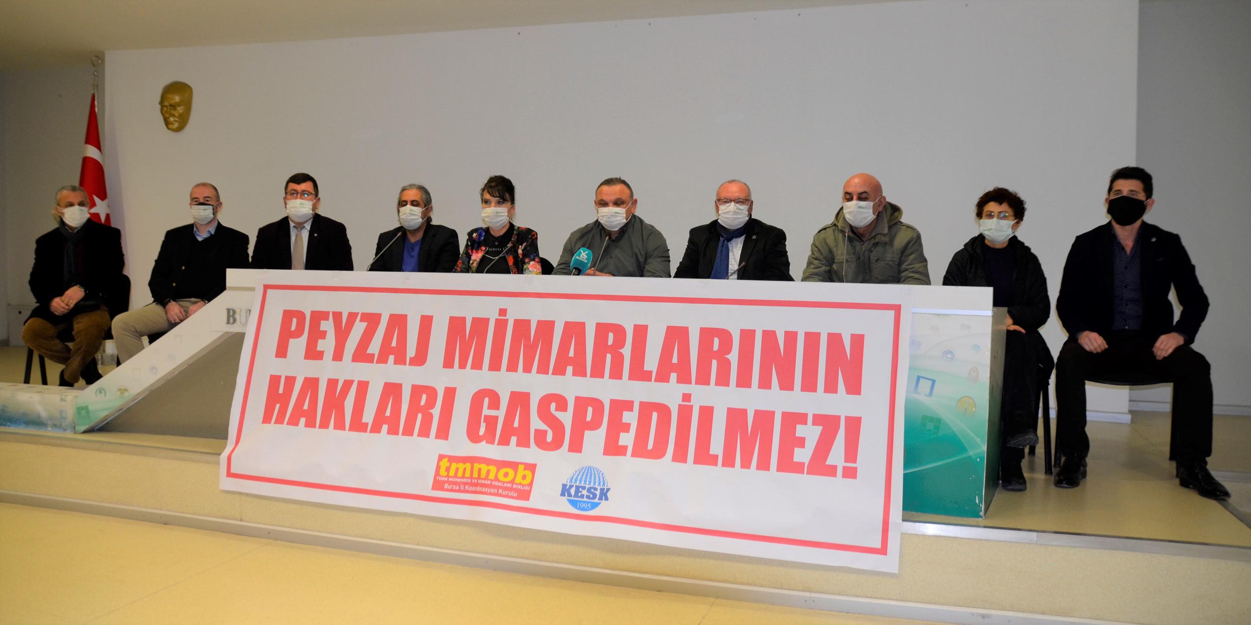 "PEYZAJ MİMARLARININ HAKLARI GASP EDİLEMEZ" BASIN AÇIKLAMASI GERÇEKLEŞTİRİLDİ