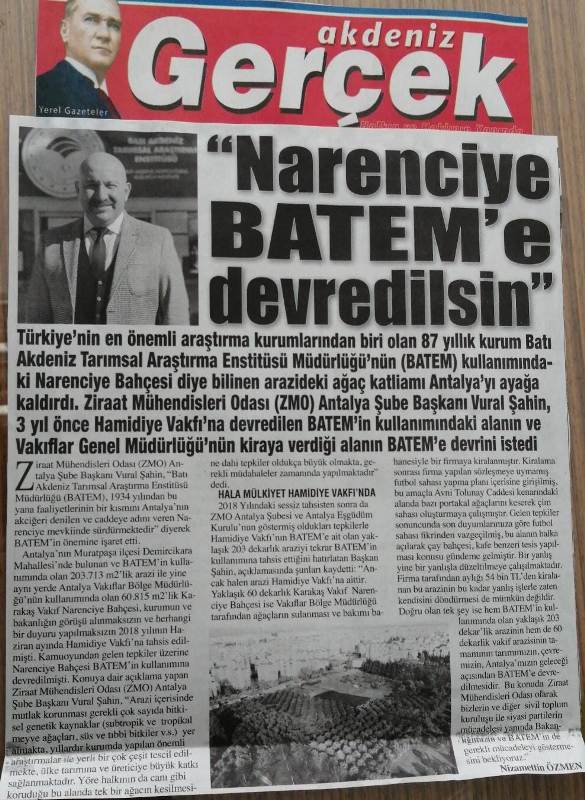 AKDENİZ GERÇEK GAZETESİ:NARENCİYE BATEM`E DEVREDİLSİN-23 ŞUBAT 2021