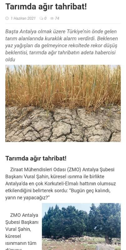 GERÇEK GAZETESİ:" TARIMDA AĞIR TAHRİBAT"- 1 HAZİRAN 2021