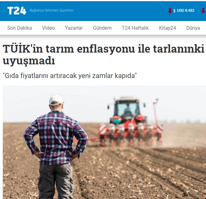 T24.COM: TÜİK`İN TARIM ENFLASYONU İLE TARLANINKİ UYUŞMADI- 21 AĞUSTOS 2021