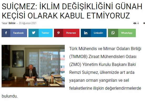 SONSÖZ GAZETESİ: SUİÇMEZ: İKLİM DEĞİŞİKLİĞİNİ GÜNAH KEÇİSİ OLARAK KABUL ETMİYORUZ- 23 AĞUSTOS 2021
