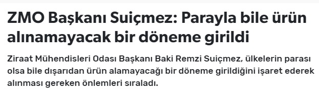 DOKUZ8HABER.NET: ZMO BAŞKANI SUİÇMEZ: PARAYLA BİLE ÜRÜN ALINAMAYACAK BİR DÖNEME GİRİLDİ- 25 AĞUSTOS 2021
