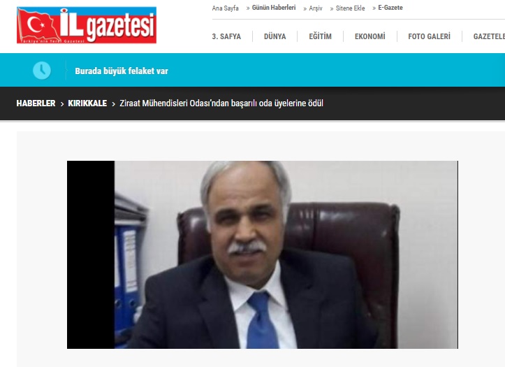 KIRIKKALE İL GAZETESİ: ZİRAAT MÜHENDİSLERİ ODASI`NDAN BAŞARILI ODA ÜYELERE ÖDÜL- 26 AĞUSTOS 2021