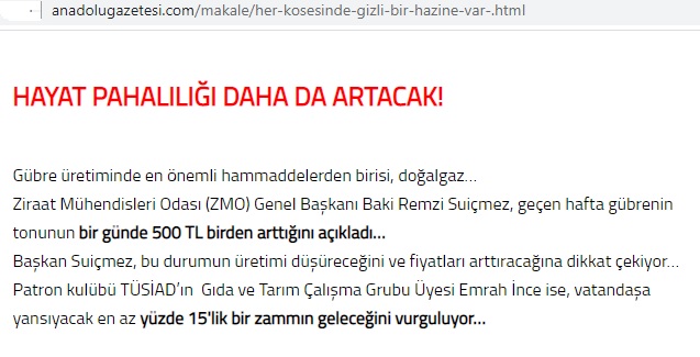 ANADOLU GAZETESİ: HER KÖŞESİNDE GİZLİ BİR HAZİNE VAR!- 28 EYLÜL 2021
