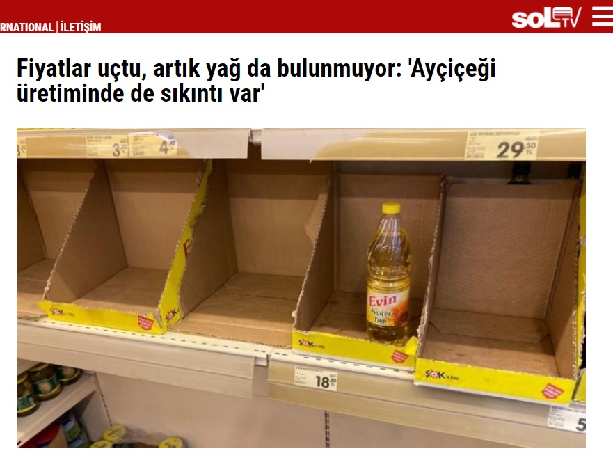 HABERSOL: FİYATLAR UÇTU, ARTIK YAĞ DA BULUNMUYOR: `AYÇİÇEĞİ ÜRETİMİNDE DE SIKINTI VAR`- 5 KASIM 2021