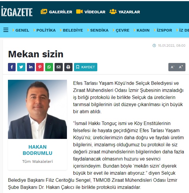 İZGAZETE: MEKAN SİZİN- 15 OCAK 2022