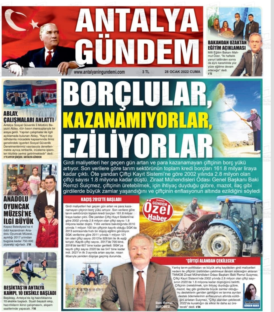 ANTALYA GÜNDEM GAZETESİ: BORÇLULAR, KAZANAMIYORLAR, EZİLİYORLAR- 28 OCAK 2022