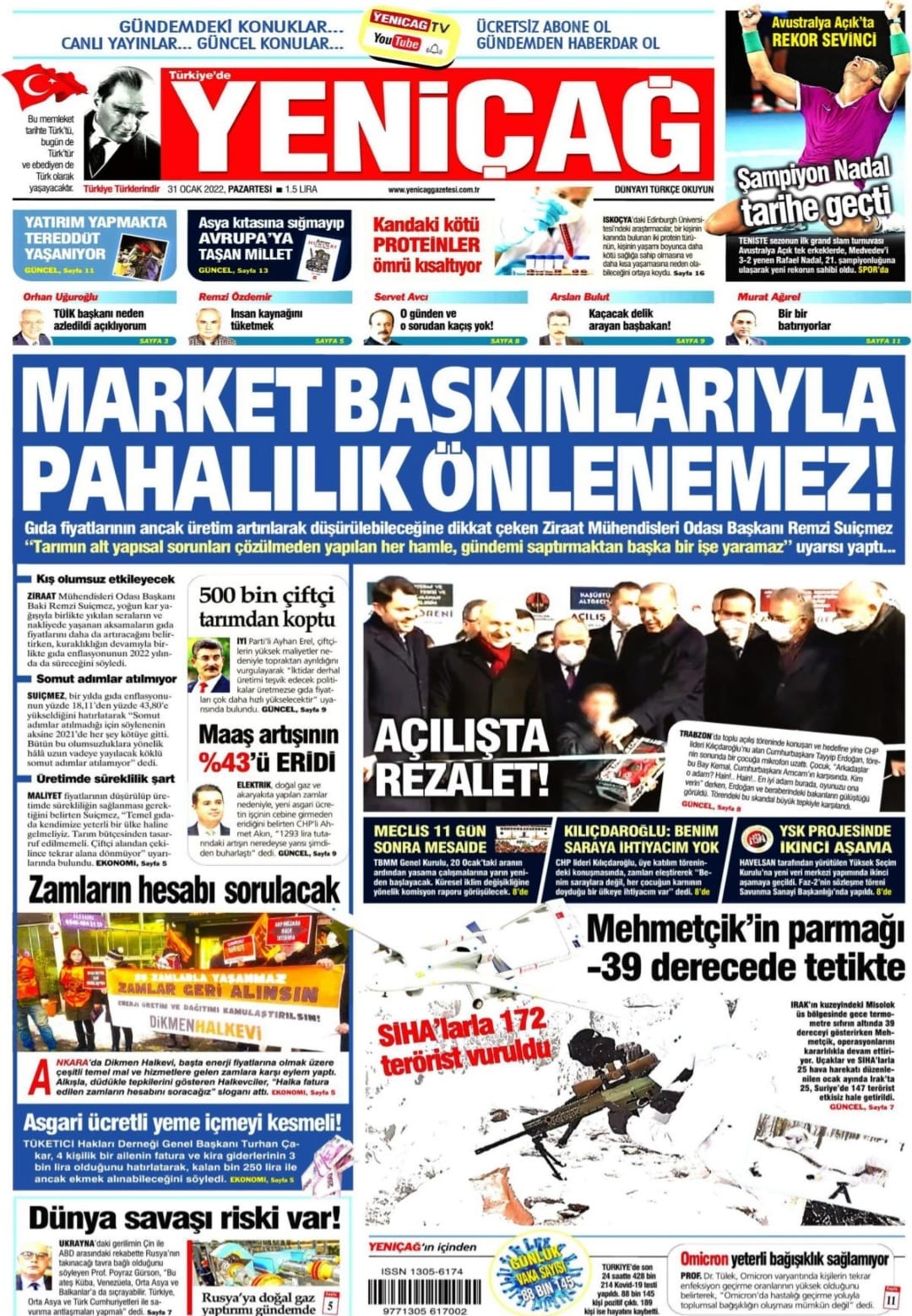 YENİÇAĞ GAZETESİ: MARKET BASKINLARIYLA PAHALILIK ÖNLENEMEZ!- 31 OCAK 2022