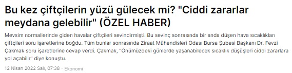 BURDA`DA BUGÜN: BU KEZ ÇİFTÇİLERİN YÜZÜ GÜLECEK Mİ? "CİDDİ ZARARLAR MEYDANA GELEBİLİR"- 12 NİSAN 2022