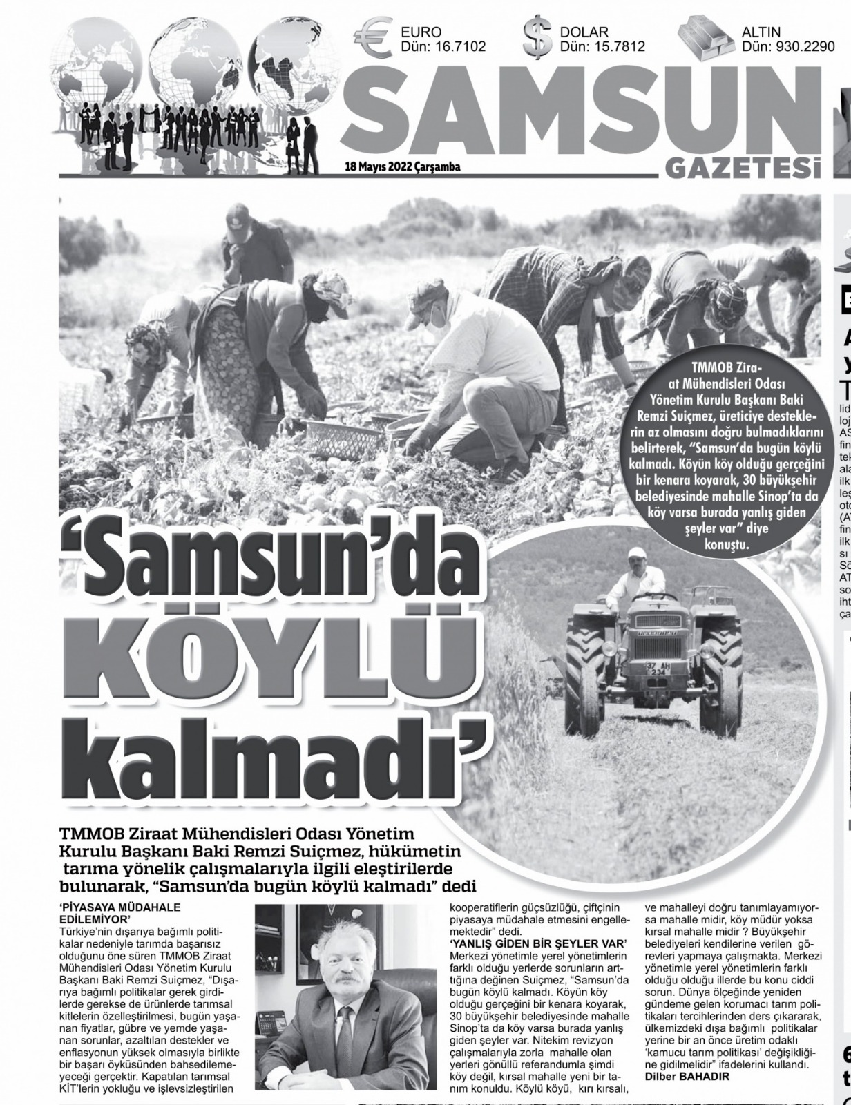 SAMSUN GAZETESİ: SAMSUN`DA KÖYLÜ KALMADI- 18 MAYIS 2022