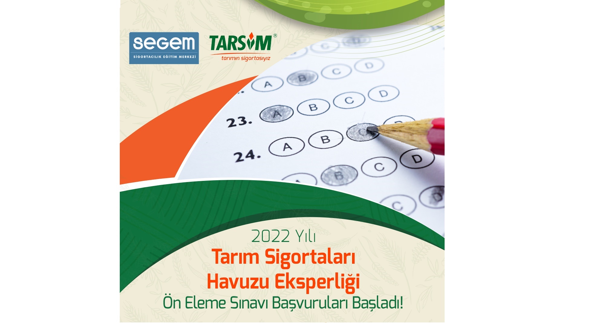 2022 YILI TARIM SİGORTALARI HAVUZU EKSPERLİĞİ ÖN ELEME SINAVI BAŞVURULARI BAŞLADI