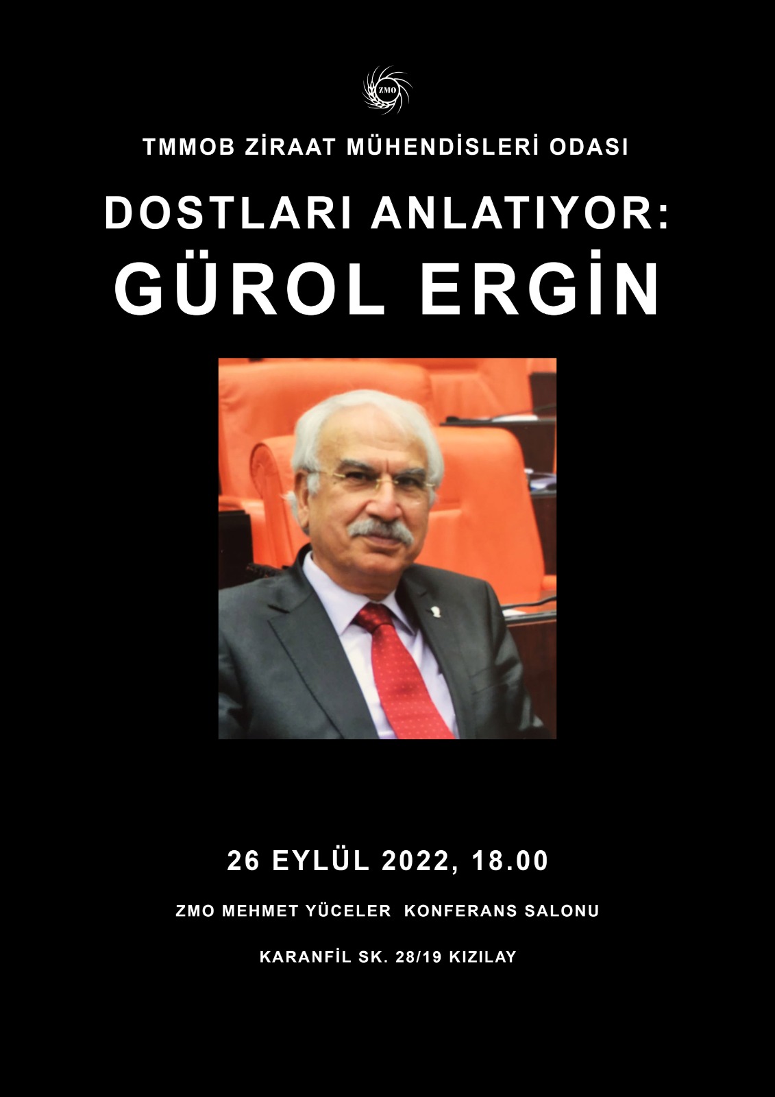 DUYURU: "DOSTLARI ANLATIYOR: GÜROL ERGİN" ETKİNLİĞİ, 26 EYLÜL 2022