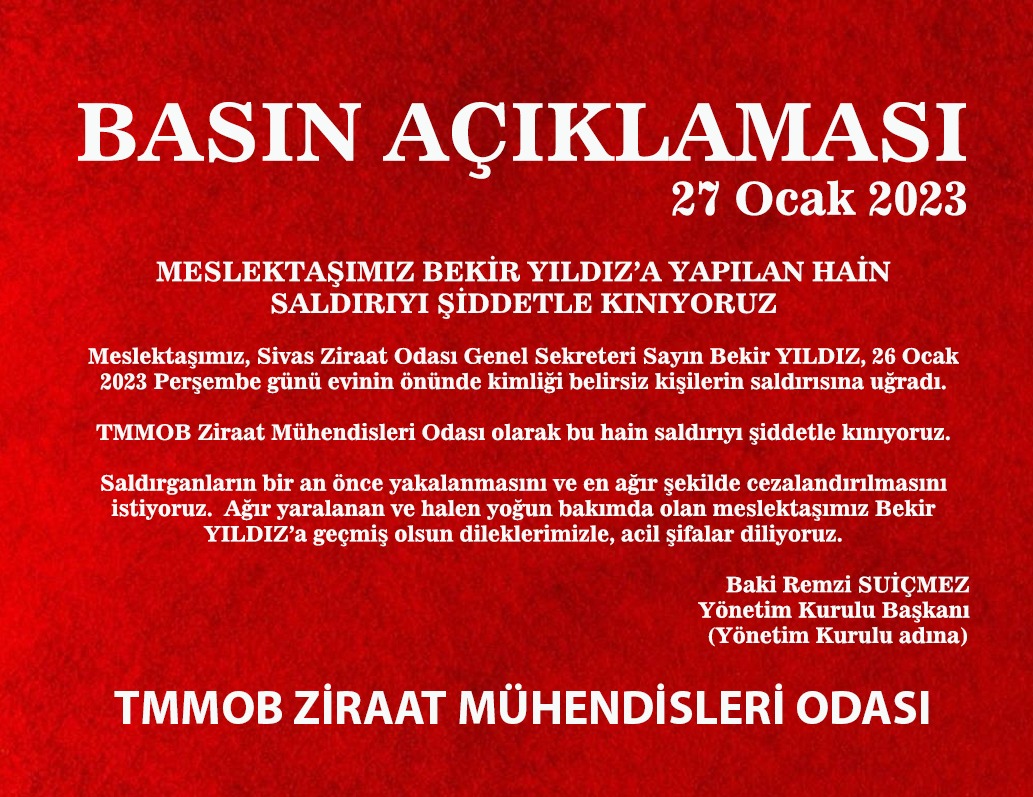 MESLEKTAŞIMIZ BEKİR YILDIZ'A YAPILAN HAİN SALDIRIYI ŞİDDETLE KINIYORUZ