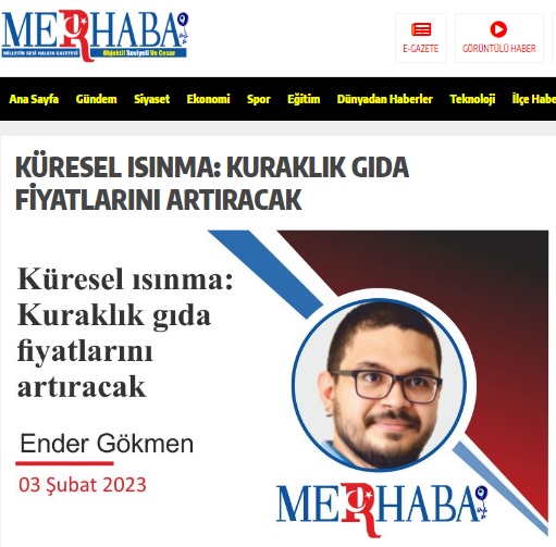 GAZETE MERHABA: KÜRESEL ISINMA: KURAKLIK GIDA FİYATLARINI ARTIRACAK- 3 ŞUBAT 2023