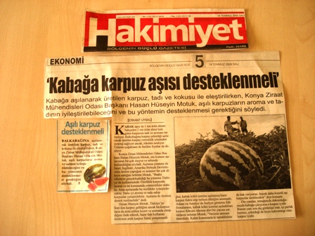 “KABAĞA KARPUZ AŞISI DESTEKLENMELİ”- HAKİMİYET GAZETESİ