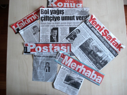 “TAHIL AMBARINDA YAĞIŞ SEVİNCİ”- YENİ ŞAFAK
“BOL YAĞIŞ ÇİFTÇİYE UMUT VERDİ”-YENİ KONYA-KONYA POSTASI-MERHABA-HAKİMİYET