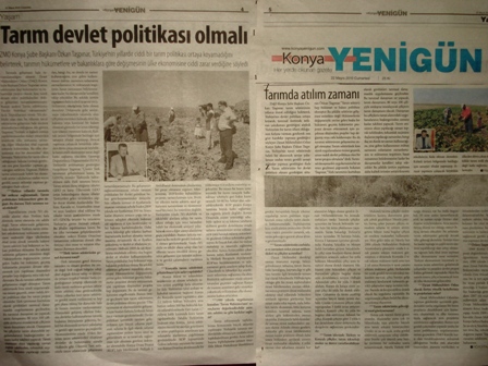 “TARIM DEVLET POLİTİKASI OLMALI”-YENİGÜN GAZETESİ