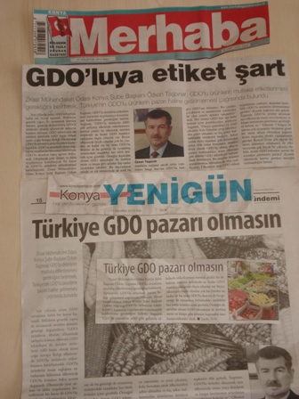“GDO’LUYA ETİKET ŞART”-MERHABA, “TÜRKİYE GDO PAZARI OLMASIN”-YENİGÜN