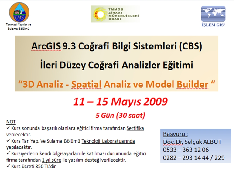 "ARCGIS COĞRAFİ BİLGİ SİTEMLERİ(CBS)EĞİTİMLERİ" 