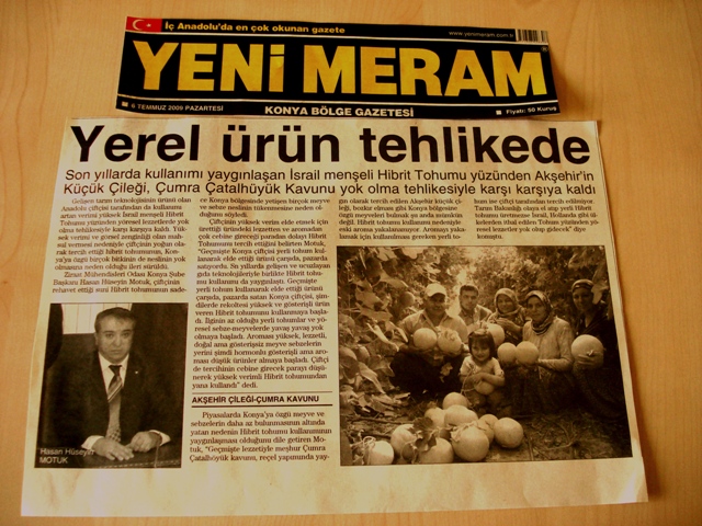 “YEREL ÜRÜN TEHLİKEDE”- YENİ MERAM GAZETESİ