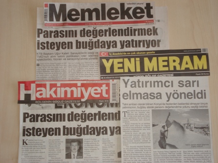 “PARASINI DEĞERLENDİRMEK İSTEYEN BUĞDAYA YATIRIYOR”-HAKİMİYET-MEMLEKET-YENİ KONYA-POSTA-VAKİT-ZAMAN, “YATIRIMCI SARI ELMASA YÖNELDİ”-YENİ MERAM