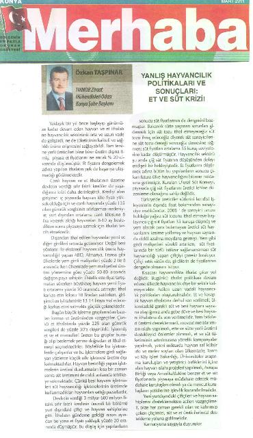 “YANLIŞ HAYVANCILIK POLİTİKALARI VE SONUÇLARI: ET VE SÜT KRİZİ!”-MERHABA GAZETESİ TARIM FUARI EKİ