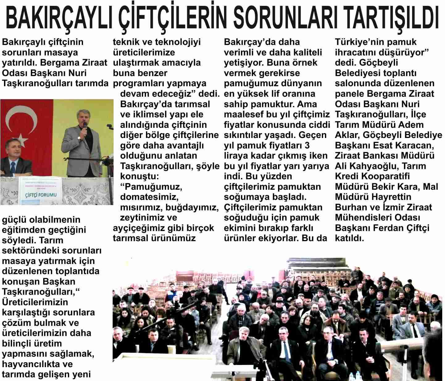 BAKIRÇAYLI ÇİFTÇİLERİN SORUNLARI TARTIŞILDI-HABERGAMA