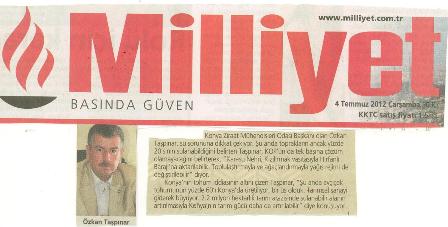  “TOHUMCULUKTA ÜS OLDUK, SU SORUNUNU SADECE KOP ÇÖZMEZ” -MİLLİYET GAZETESİ