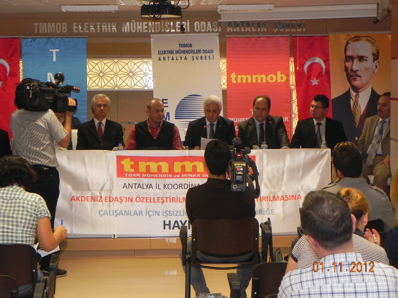 "AKDENİZ EDAŞ`IN ÖZELLEŞTİRİLMESİNE, YABANCILAŞTIRILMASINA-ÇALIŞANLAR İÇİN İŞSİZLİĞE VE PAHALI ELEKTRİĞE HAYIR.." BASIN AÇIKLAMASI